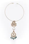 Buy_Vasundhara_Gold Plated Artificial Kundan Akshita Geometric Pendant Necklace _at_Aza_Fashions