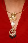 Shop_Vasundhara_Gold Plated Artificial Kundan Akshita Geometric Pendant Necklace _at_Aza_Fashions