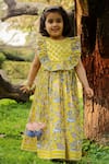 Buy_LIL DRAMA_Yellow Cambric Cotton Printed Floral Lehenga With Ruffle Blouse _at_Aza_Fashions