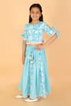 LIL DRAMA_Blue Cotton Printed Floral Lehenga With Blouse _at_Aza_Fashions