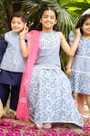 Shop_LIL DRAMA_Blue Cambric Cotton Printed Floral Lehenga Kurta Set 