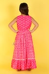 Shop_LIL DRAMA_Pink Chanderi Lurex Printed Bandhani Frill Lehenga With Blouse _at_Aza_Fashions