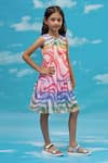 LIL DRAMA_White Digital Mesh Fabric Printed Abstract Dress _Online_at_Aza_Fashions