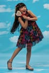 LIL DRAMA_Black Digital Mesh Fabric Printed Barbie Dress _Online_at_Aza_Fashions