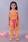 Buy_LIL DRAMA_Yellow Cambric Printed Floral Top With Pant _at_Aza_Fashions