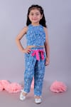 Buy_LIL DRAMA_Blue Cambric Printed Floral Vine Top With Pant _at_Aza_Fashions