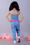 Shop_LIL DRAMA_Blue Cambric Printed Floral Vine Top With Pant _at_Aza_Fashions