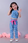 LIL DRAMA_Blue Cambric Printed Floral Vine Top With Pant _Online_at_Aza_Fashions