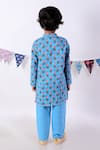 Shop_LIL DRAMA_Blue Cambric Printed Floral Kurta With Pyjama _at_Aza_Fashions