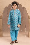 LIL DRAMA_Blue Cambric Printed Floral Kurta With Pyjama _Online