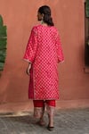 Shop_Begum_Fuchsia Zari Silk Phiran Embellished V Neck Faris Gota Kurta With Pant _at_Aza_Fashions