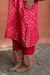 Buy_Begum_Fuchsia Zari Silk Phiran Embellished V Neck Faris Gota Kurta With Pant _Online_at_Aza_Fashions