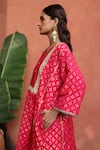 Shop_Begum_Fuchsia Zari Silk Phiran Embellished V Neck Faris Gota Kurta With Pant _Online_at_Aza_Fashions