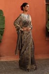 Shop_Begum_Grey Saree Tissue Silk Embroidery Sequin Round Gulkand Scallop Hem With Blouse _at_Aza_Fashions