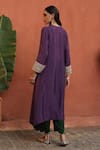 Shop_Begum_Purple Kurta Habutai Silk Embellished Resham. Gota Patti V Kaleera Pant Set _at_Aza_Fashions