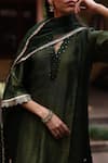 Begum_Green Kurta Dola Silk Embellished Dabka V Neck Tara Pant Set _Online_at_Aza_Fashions