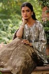 Begum_Brown Top Georgette Embellished Sequin Round Zohra Scallop Hem Lehenga With _at_Aza_Fashions