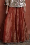 Buy_Begum_Peach Top Georgette Embellished Sequin Round Zohra Scallop Hem Lehenga With _Online_at_Aza_Fashions