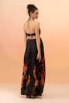 Shop_TheRealB_Black Viscose Satin Printed Floral Halter Neck Top And Skirt Set _at_Aza_Fashions