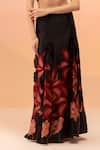 TheRealB_Black Viscose Satin Printed Floral Halter Neck Top And Skirt Set _Online_at_Aza_Fashions