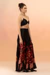 Buy_TheRealB_Black Viscose Satin Printed Floral Halter Neck Top And Skirt Set _Online_at_Aza_Fashions