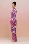 Buy_TheRealB_Multi Color Satin Printed Abstract Collar Shirt And Pant Set _Online_at_Aza_Fashions