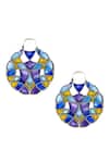 Shop_Manner_Blue Polychrome Enamel Hoop Earrings _at_Aza_Fashions