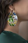 Manner_Green Polychrome Transperant Enamel Embellished Super Hoops _at_Aza_Fashions