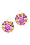 Shop_Manner_Pink Polychrome Enamel Work Super Hoops _at_Aza_Fashions