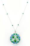 Shop_Manner_Blue Enamel Detailing Silver Pendant Necklace _at_Aza_Fashions