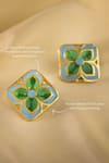 Shop_Manner_Blue Embroidery Chameli Enamelled Stud Earrings _at_Aza_Fashions