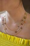 Shop_Manner_Multi Color Gold Plated Enamelled Tri Layered Necklace_at_Aza_Fashions
