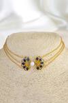 Buy_Manner_Blue Gold Plated Enamelled Bloom Choker _at_Aza_Fashions