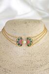 Shop_Manner_Green Gold Plated Enamelled Blossom Choker _at_Aza_Fashions