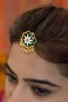 Buy_Manner_Green Enamelled Kumud Bloom Stud Earrings _at_Aza_Fashions