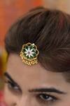 Shop_Manner_Green Enamelled Kumud Bloom Stud Earrings _Online_at_Aza_Fashions