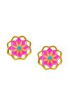 Buy_Manner_Pink Enamel Mudita Floral Earrings _at_Aza_Fashions