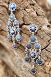 Buy_Manner_Blue Enamel Phool Cut-out Earrings _at_Aza_Fashions