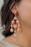 Manner_Pink Enamel Phool Dangler Earrings _Online_at_Aza_Fashions