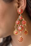 Buy_Manner_Pink Enamel Phool Dangler Earrings _Online_at_Aza_Fashions