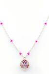 Buy_Manner_Pink Enamel Chaos Floral Pendant Necklace _at_Aza_Fashions