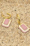 Buy_Manner_Pink Rose Quartz Vitamin Sea Stone Embellished Earrings _at_Aza_Fashions