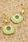 Shop_Manner_Green Calcedony Sea Breeze Embellished Earrings _at_Aza_Fashions