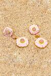 Buy_Manner_Pink Rose Quartz Serene Stone Embellished Earrings _at_Aza_Fashions