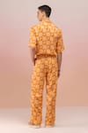 Shop_TheRealB_Peach Viscose Crepe Print Checkered Bloom Shirt With Pant _at_Aza_Fashions