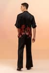 Shop_TheRealB_Black Viscose Satin Print Bloom Rage Shirt _at_Aza_Fashions