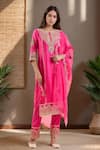 Buy_Samyukta Singhania_Fuchsia Kurta Dupion Silk Embroidered Dori Round Pant Set _at_Aza_Fashions