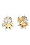 Buy_Divine Solitaires_Gold Plated Imitation Diamonds Round Shaped Stud Earrings_at_Aza_Fashions
