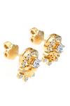 Shop_Divine Solitaires_Gold Plated Imitation Diamonds Round Shaped Stud Earrings_at_Aza_Fashions