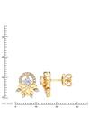 Buy_Divine Solitaires_Gold Plated Imitation Diamonds Round Shaped Stud Earrings_Online_at_Aza_Fashions